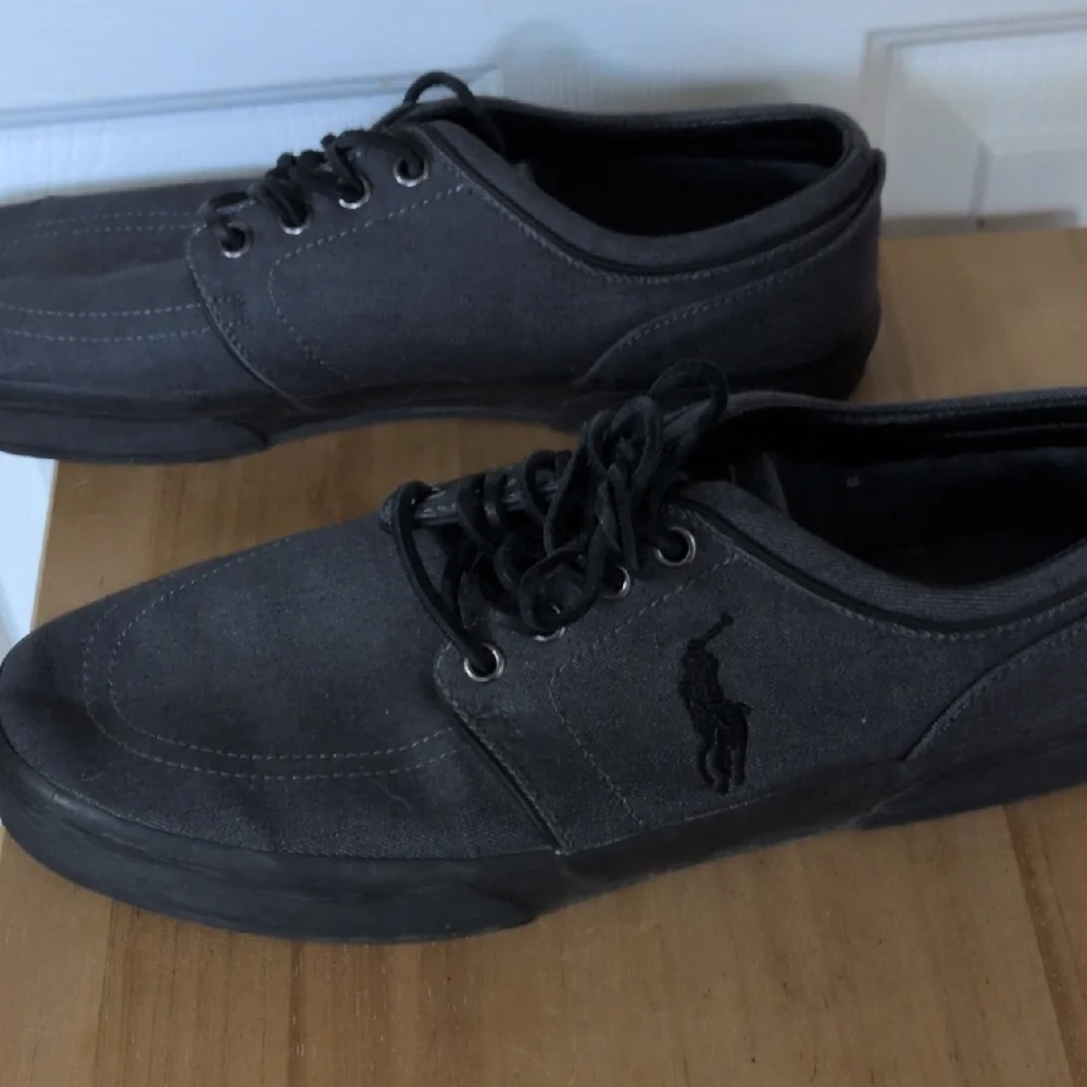Ralph Lauren Polo Oxford Shoes Denim Mens Size 10.5 D Grey And Black